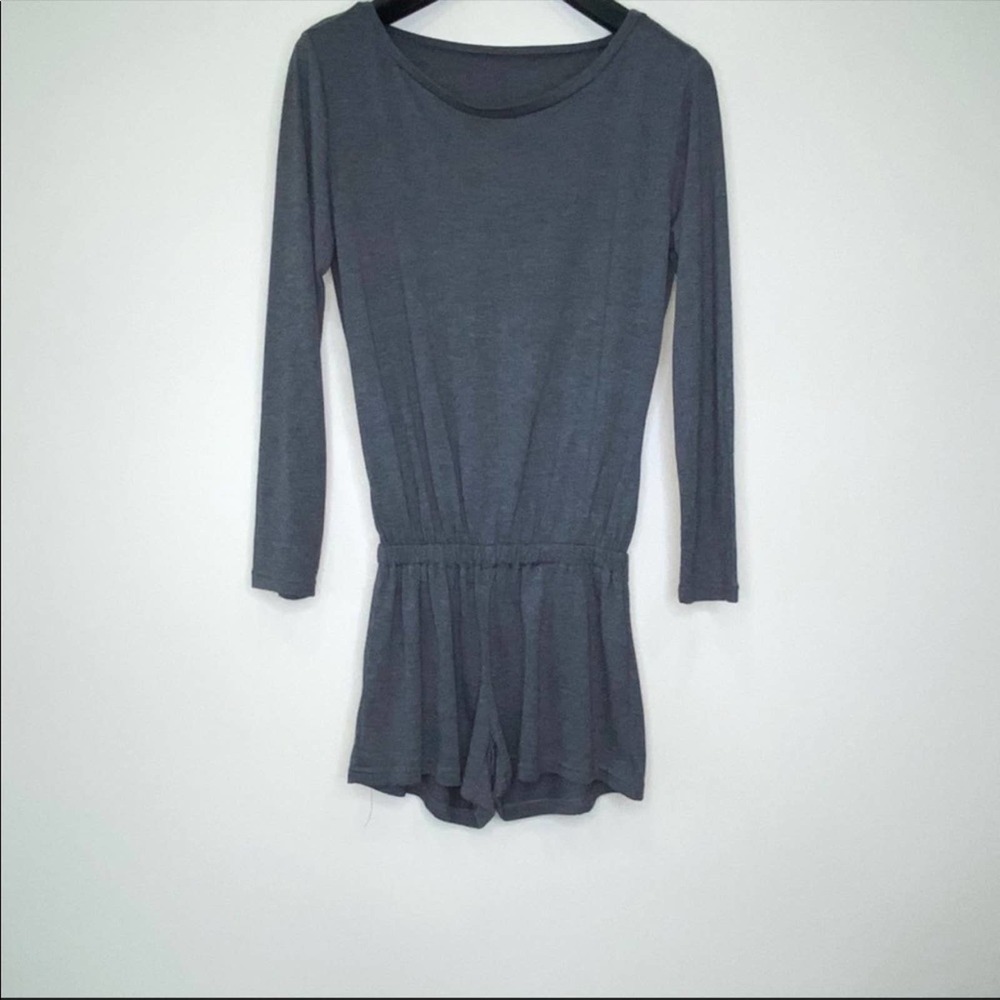 Gray Long Sleeve Single Shoulder Romper Jumper - Picture 6 of 6